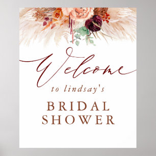 Poster Placa de Boas-Vindas de Chá de Bebê em Terracota c