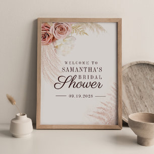 Poster Placa de Boas-Vindas de Chá de Noiva com Grama das