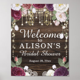 Poster Placa de Boas-Vindas de Chá de Noiva Floral Rústic