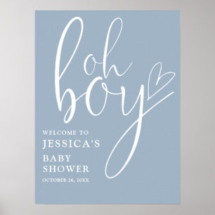 Poster Placa de Boas-vindas de Chuveiro de Bebê Menino Az