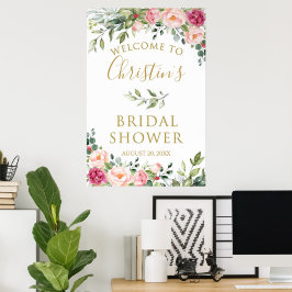 Poster Placa de Boas-Vindas de Chuveiro de Noiva com Flor