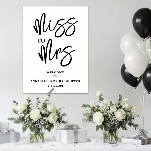Poster Placa de Boas-Vindas de Chuveiro de Noiva com Letr (Simple Script Bridal Shower Welcome Sign)