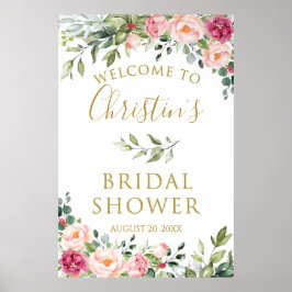 Poster Placa de Boas-Vindas de Chuveiro de Noiva Floral R