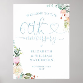 Poster Placa de Boas-Vindas de Coração de Aniversário de 