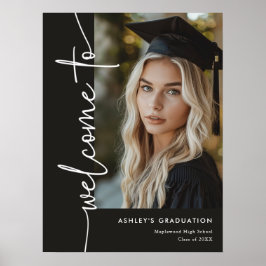 Poster Placa de Boas-Vindas de Formatura com Foto Preta M