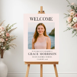 Poster Placa de Boas-Vindas de Foto de Formatura Rosa Mod