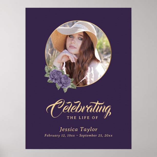 Poster Placa de Boas-Vindas de Foto de Funeral com Florai (Frente)