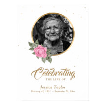 Placa de Boas-Vindas de Foto Funeral Floral Dourad