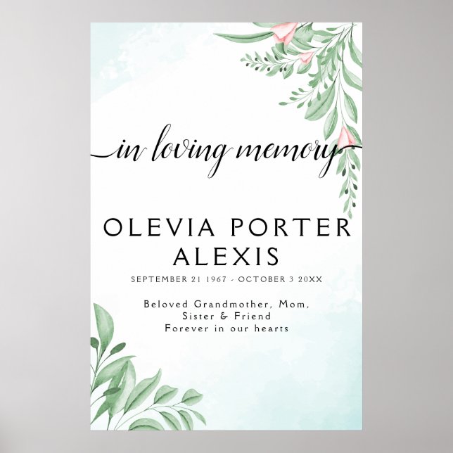 Poster Placa de Boas-Vindas de Funeral Boho Azul Po dusty (Frente)