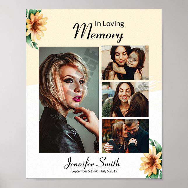 Poster Placa de Boas-Vindas de Funeral Colagem de Fotos (Frente)