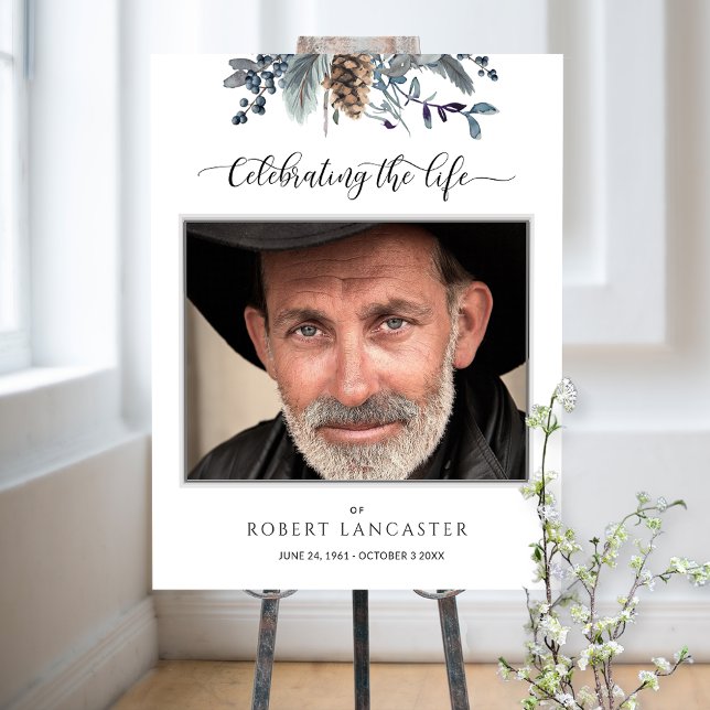 Poster Placa de Boas-Vindas de Funeral com Folhagem Rústi (Criador carregado)