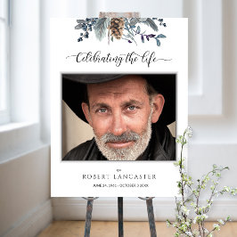 Poster Placa de Boas-Vindas de Funeral com Folhagem Rústi