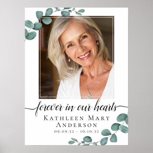 Poster Placa de Boas-Vindas de Funeral de Eucalipto Foto (Frente)