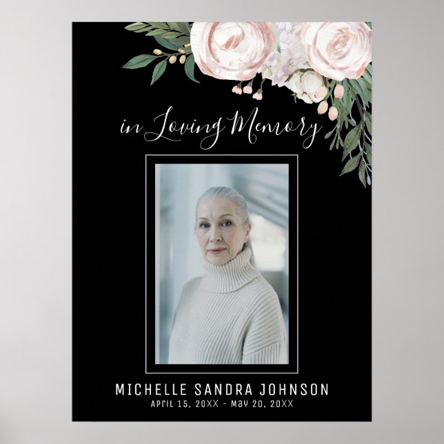 Poster Placa de Boas-Vindas de Funeral Preto Celebrando a (Frente)