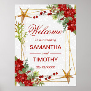 Poster Placa de Boas-Vindas de Natal para Casamento com P