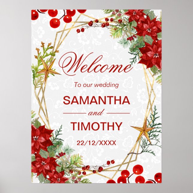 Poster Placa de Boas-Vindas de Natal para Casamento com P (Frente)