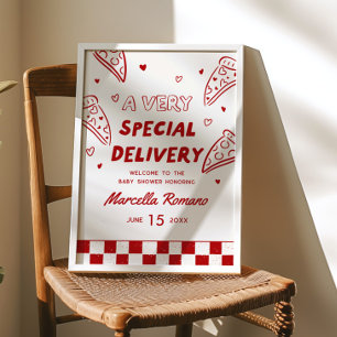 Poster Placa de Boas-Vindas de Pizza Vermelha Italiana En