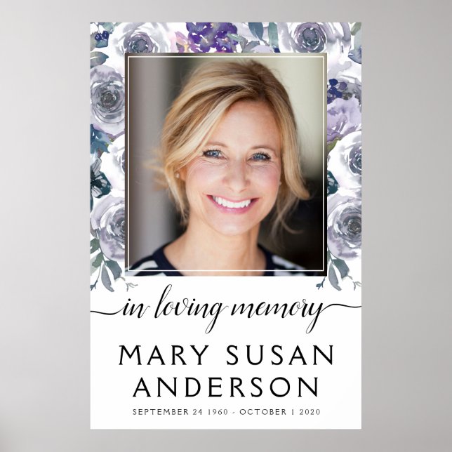 Poster Placa de Boas Vindas de Rosas para Foto em Memória (Frente)