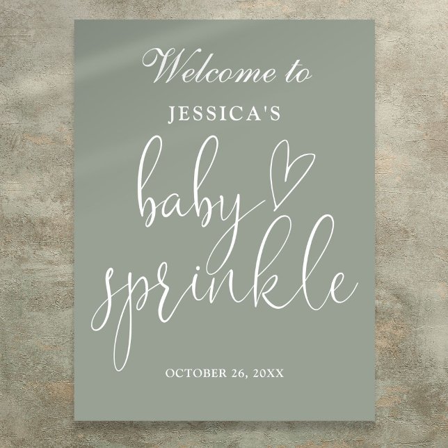 Poster Placa de Boas-vindas de Sprinkle de Bebê Neutro Bo (Sage Green Boho Neutral Baby Sprinkle Welcome Sign)