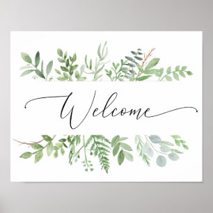 Poster Placa de Boas-Vindas de Verdura Botânica Casamento