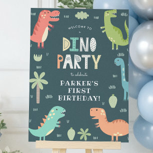 Poster Placa de Boas-Vindas do Aniversário de Dinossauros