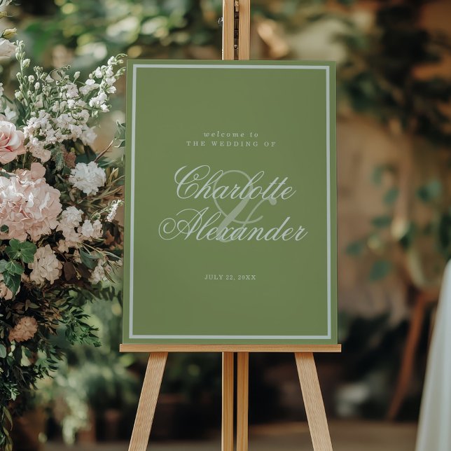 Poster Placa de Boas-Vindas do Casamento Moss Green Estat (Criador carregado)