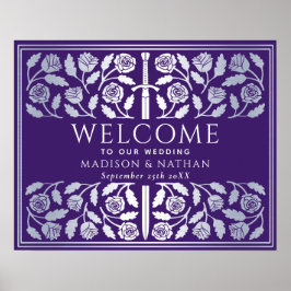 Poster Placa de Boas-Vindas do Casamento Real com Espada