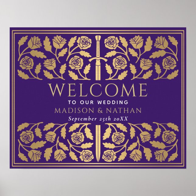 Poster Placa de Boas-Vindas do Casamento Real da Espada d (Frente)