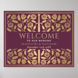 Poster Placa de Boas-Vindas do Casamento Real Espada de O