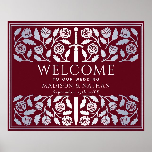 Poster Placa de Boas-Vindas do Casamento Real Espada de P (Frente)