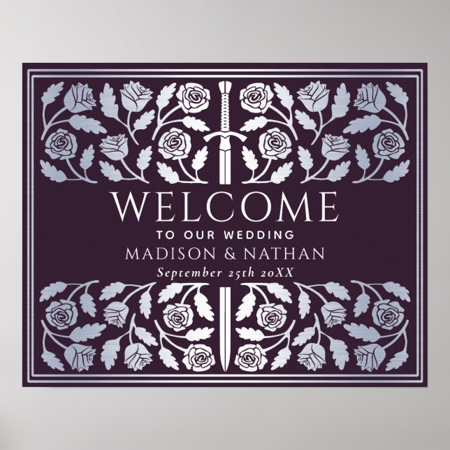 Poster Placa de Boas-Vindas do Casamento Real Espada de P (Frente)