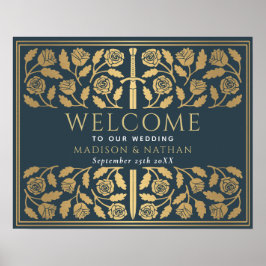 Poster Placa de Boas-Vindas do Casamento Real Espada Dour