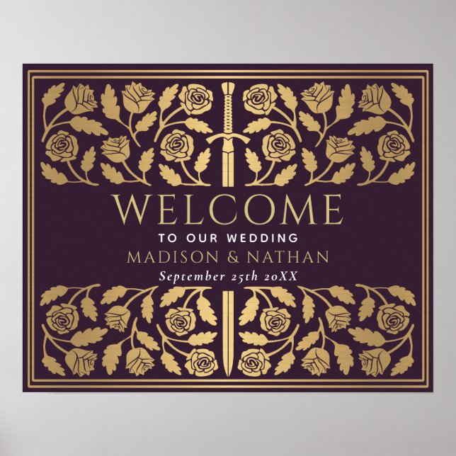 Poster Placa de Boas-Vindas do Casamento Real Espada Dour (Frente)