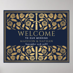 Poster Placa de Boas-Vindas do Casamento Real Espada Dour