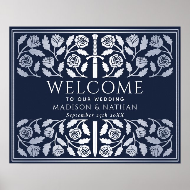 Poster Placa de Boas-Vindas do Casamento Real Espada Prat (Frente)