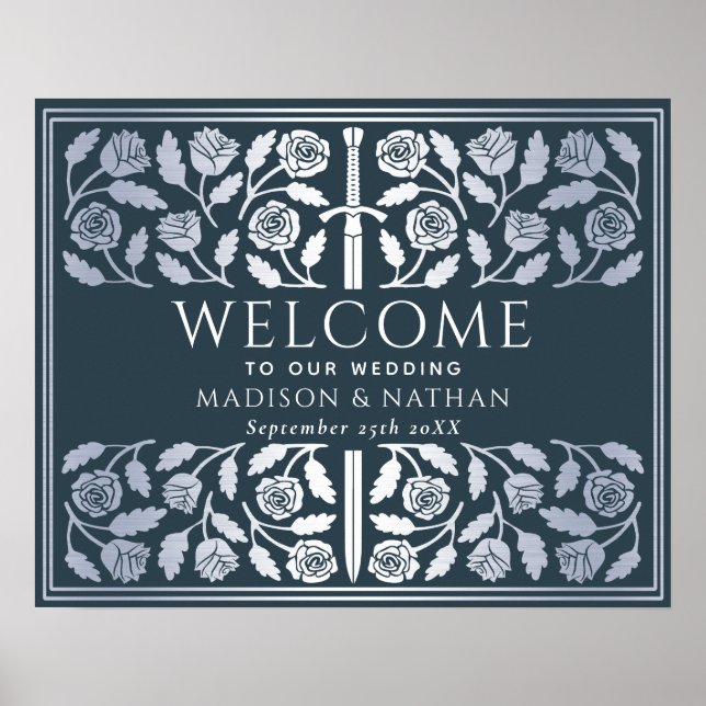 Poster Placa de Boas-Vindas do Casamento Real Espada Prat (Frente)
