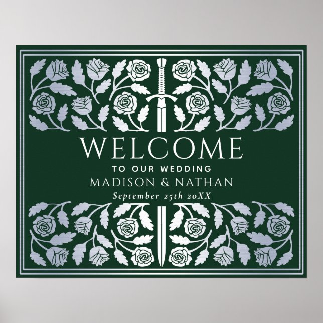 Poster Placa de Boas-Vindas do Casamento Real Espada Prat (Frente)