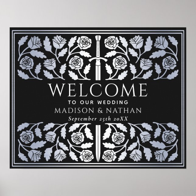 Poster Placa de Boas-Vindas do Casamento Real Espada Prat (Frente)