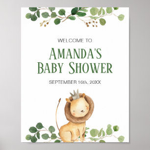 Poster Placa de Boas-Vindas do Chá de Bebê do Leão Verde