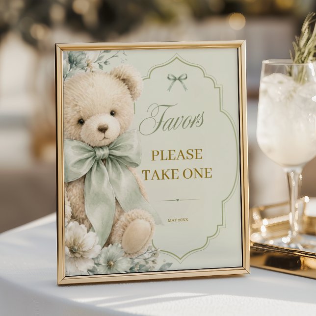 Poster Placa de Boas-Vindas do Chá de Bebê Urso Teddy Ver (Criador carregado)