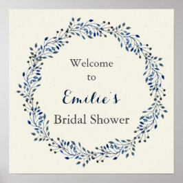 Poster Placa de boas-vindas do chá de noiva floral em mar