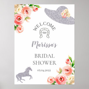 Poster Placa de boas-vindas do Kentucky Derby rosa e prat