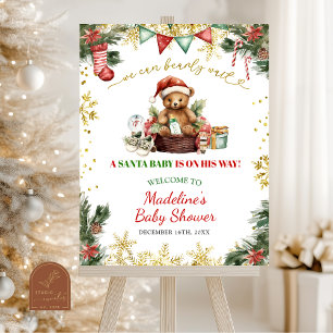 Poster Placa de Boas-Vindas do Ursinho de Natal Menino Sa