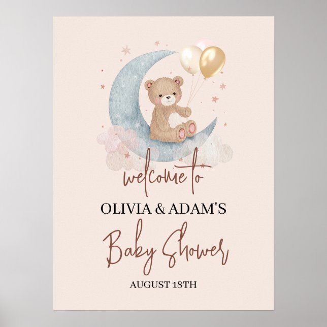 Poster Placa de Boas-Vindas do Ursinho Over The Moon para (Frente)