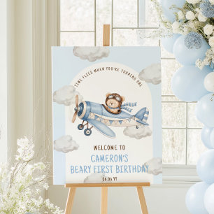 Poster Placa de Boas-Vindas do Urso de Pelúcia no Primeir
