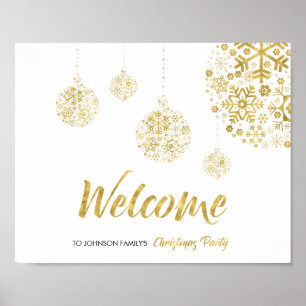 Poster Placa de Boas-Vindas Dourada para Festa de Natal