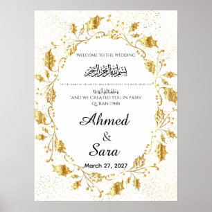 Poster Placa de boas-vindas islâmica luxuosa com Coroa de