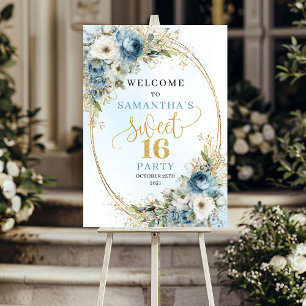 Poster Placa de Boas-Vindas Luxo Boho Floral Dourado Swee