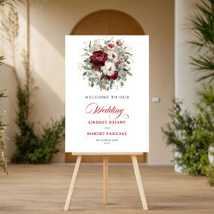 Poster Placa de Boas-Vindas Marrom Refined Floral Eucalip