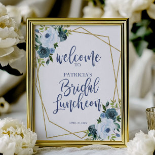 Poster Placa de Boas-Vindas para Almoço de Noiva com Flor